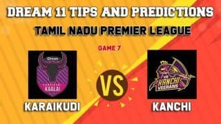 Dream11 Team Idream Karaikudi Kaalai vs VB Kanchi Veerans Match 7 TNPL 2019 TAMIL NADU T20 – Cricket Prediction Tips For Today’s T20 Match KAR vs VBK at Dindigul